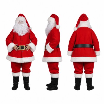 Santa Claus Mascot Costume in Red with White Beard Adult
