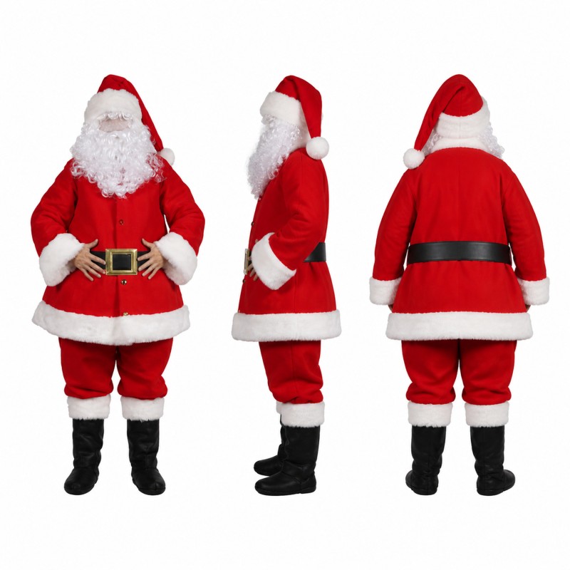 Santa Claus Mascot Costume in Red with White Beard Adult