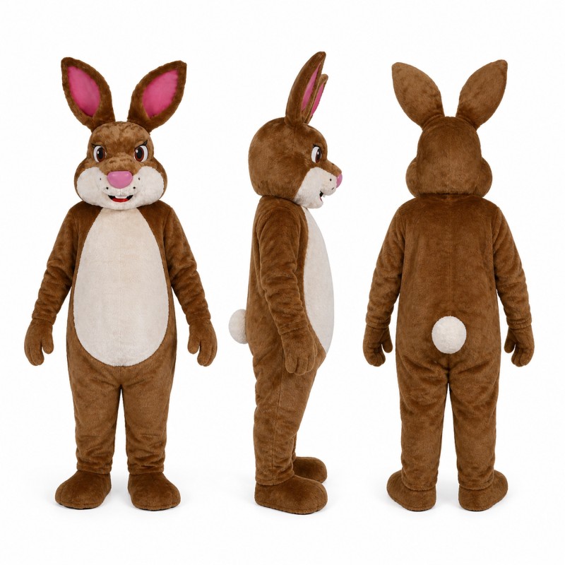 Rabbit Mascot Costume in Brown with Cream Belly Adult