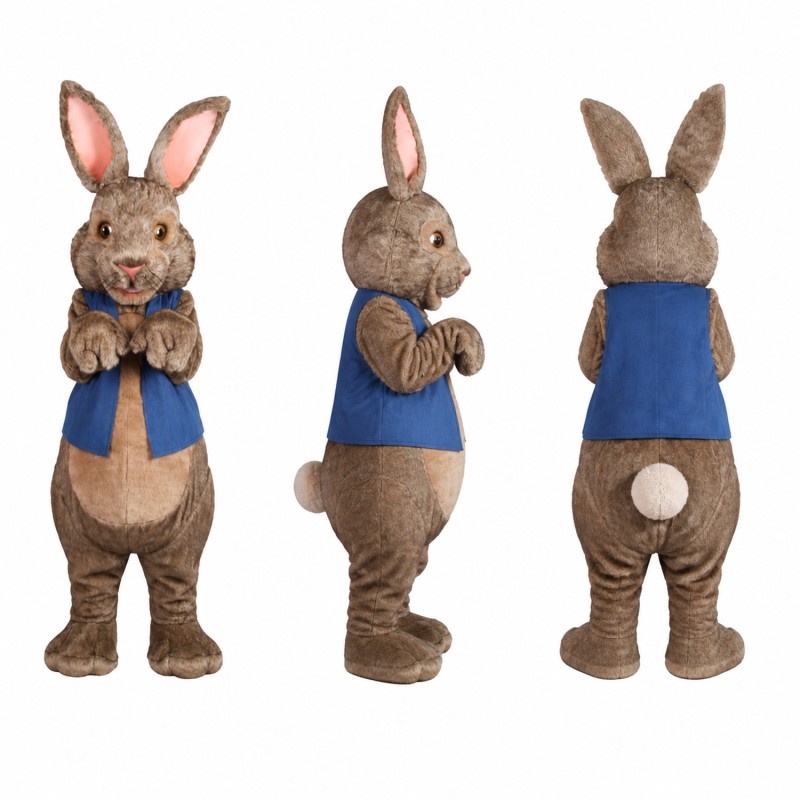 Rabbit Mascot Costume in Gray with Navy Vest Adult