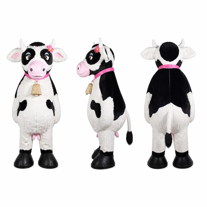 Cow Mascot Costume in Black and White Adult