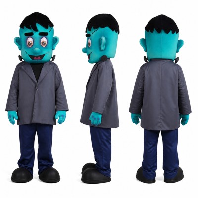 Vampire Mascot Costume in Teal with Gray Suit Adult