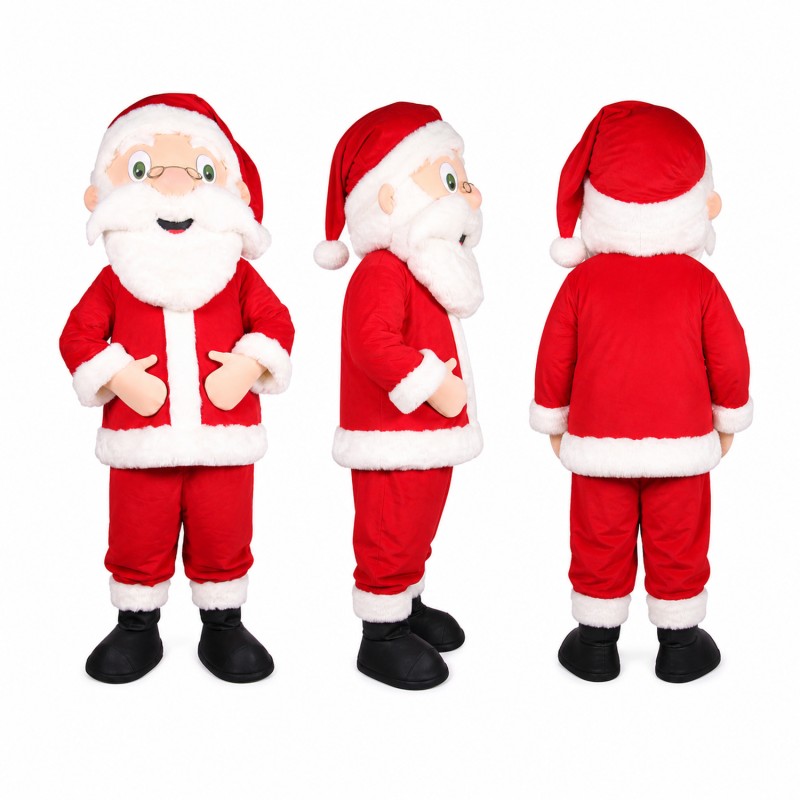 Santa Claus Mascot Costume in Red with White Beard Adult