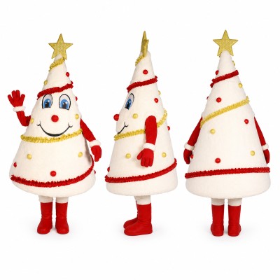 Christmas Cake Mascot Costume in White with Gold Star Adult