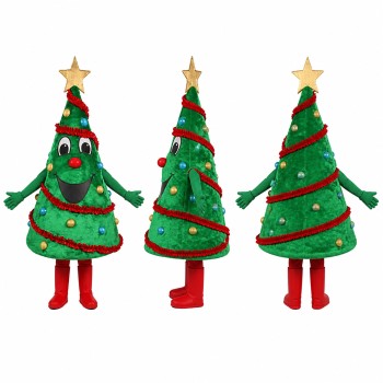 Christmas Tree Mascot Costume in Green with Red Ornaments Adult