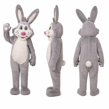 Rabbit Mascot Costume in Gray with Cream Belly Adult