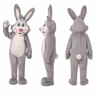 Rabbit Mascot Costume in Gray with Cream Belly Adult