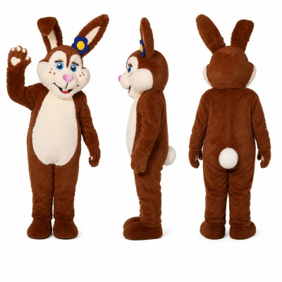 Rabbit Mascot Costume in Brown with Cream Belly Adult