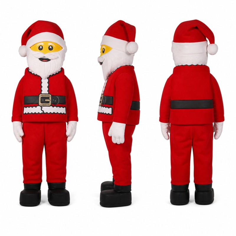 Santa Claus Mascot Costume in Yellow with Red Santa Suit Adult