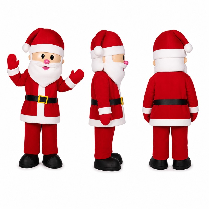 Santa Claus Mascot Costume in Red with White Beard Adult