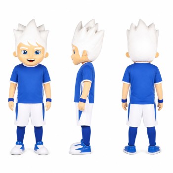 Boy Athlete Mascot Costume in Blue and White Adult