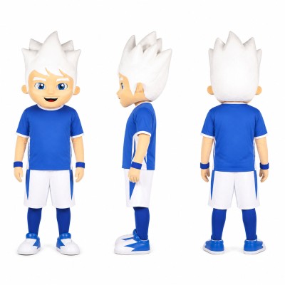 Boy Athlete Mascot Costume in Blue and White Adult