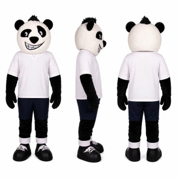 Panda Athlete Mascot Costume in Black and White Adult