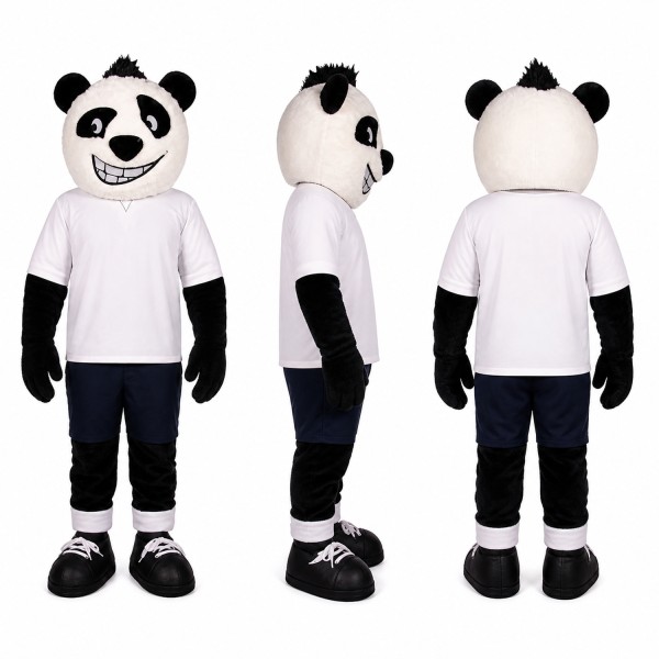 Panda Athlete Mascot Costume in Black and White Adult