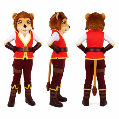 Female Lion Pirate Mascot Costume in Brown and Red Adult