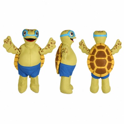 Turtle Mascot Costume in Tan with Blue Goggles Adult