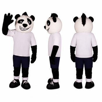 Panda Athlete Mascot Costume in Black and White Adult