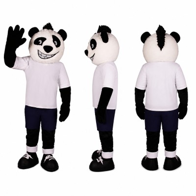 Panda Athlete Mascot Costume in Black and White Adult