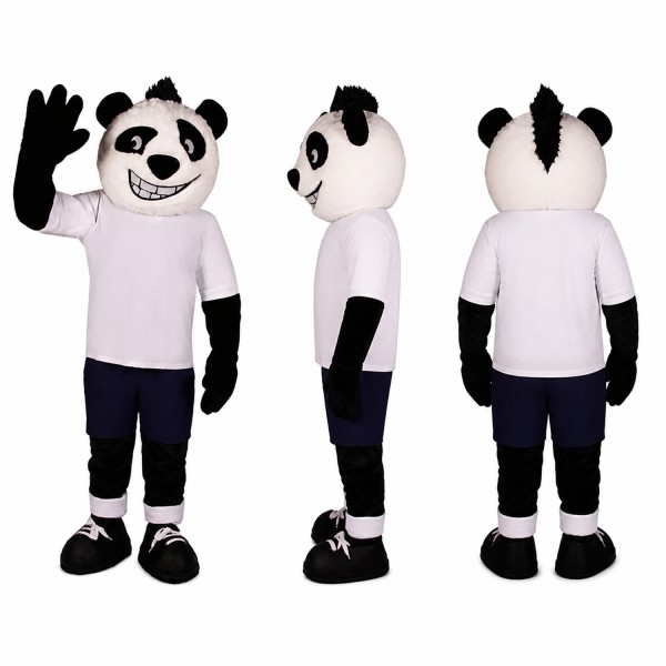 Panda Athlete Mascot Costume in Black and White Adult