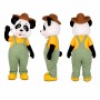 Panda Farmer Mascot Costume in Black and White with Green Overalls Adult