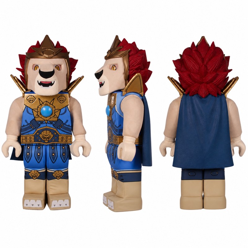 Armored Warrior Toy Figure Mascot Costume in Brown and Blue Adult
