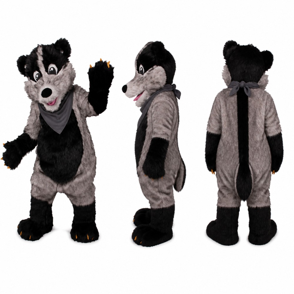 Wolf Mascot Costume in Gray and Black Adult