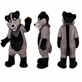Wolf Mascot Costume in Gray and Black Adult