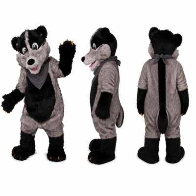 Wolf Mascot Costume in Gray and Black Adult