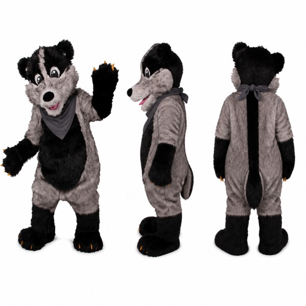 Wolf Mascot Costume in Gray and Black Adult