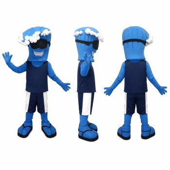 Water Character Mascot Costume in Blue with Swim Goggles Adult