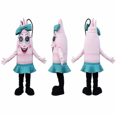 Female Bottle Character Mascot Costume in White and Teal Adult