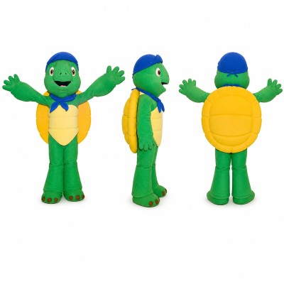 Turtle Mascot Costume in Green with Yellow Shell Adult