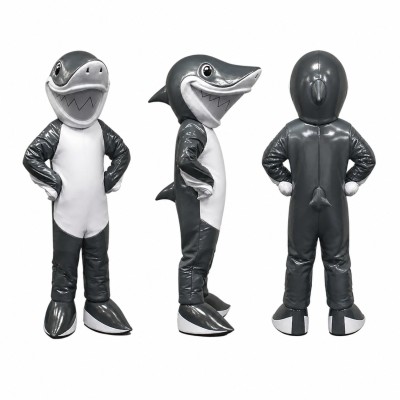 Shark Mascot Costume in Gray with White Belly Adult