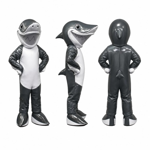 Shark Mascot Costume in Gray with White Belly Adult