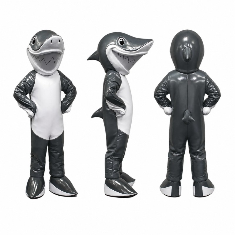 Shark Mascot Costume in Gray with White Belly Adult