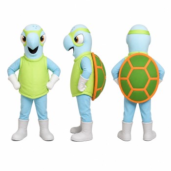 Sea ​​Turtle Mascot Costume in Green with Lime Vest Adult
