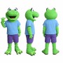 Frog Mascot Costume in Green with Blue Shirt Adult