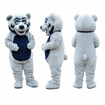 Bear Mascot Costume in Gray with Black Vest Adult