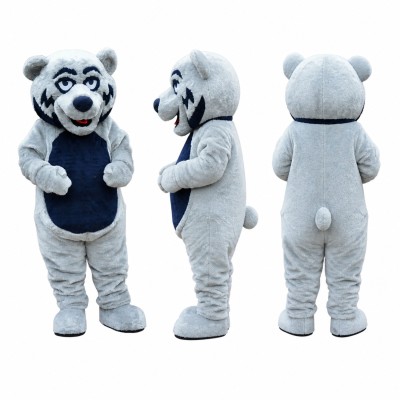 Bear Mascot Costume in Gray with Black Vest Adult