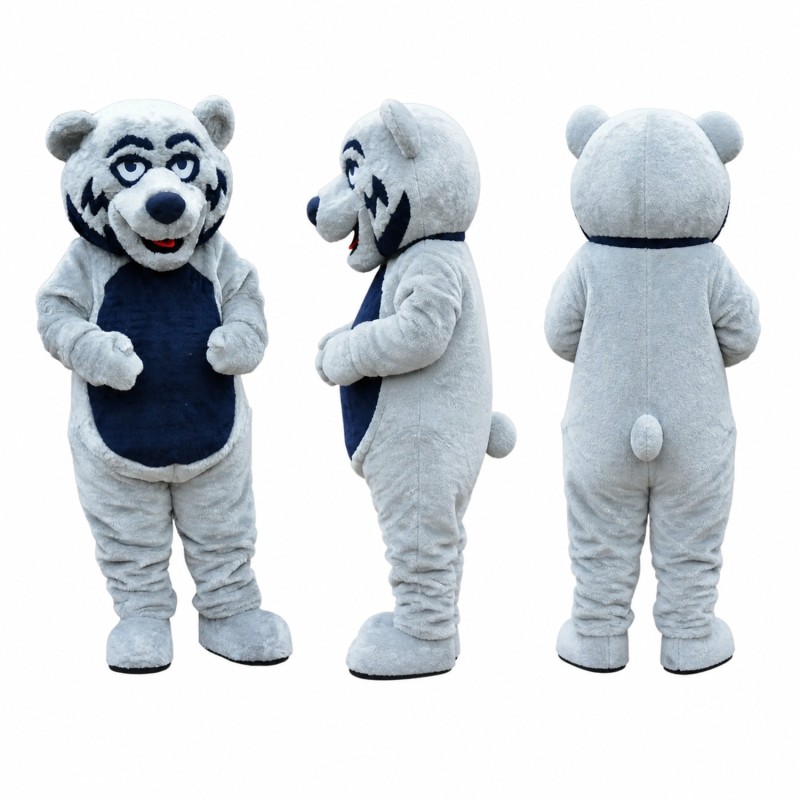 Bear Mascot Costume in Gray with Black Vest Adult