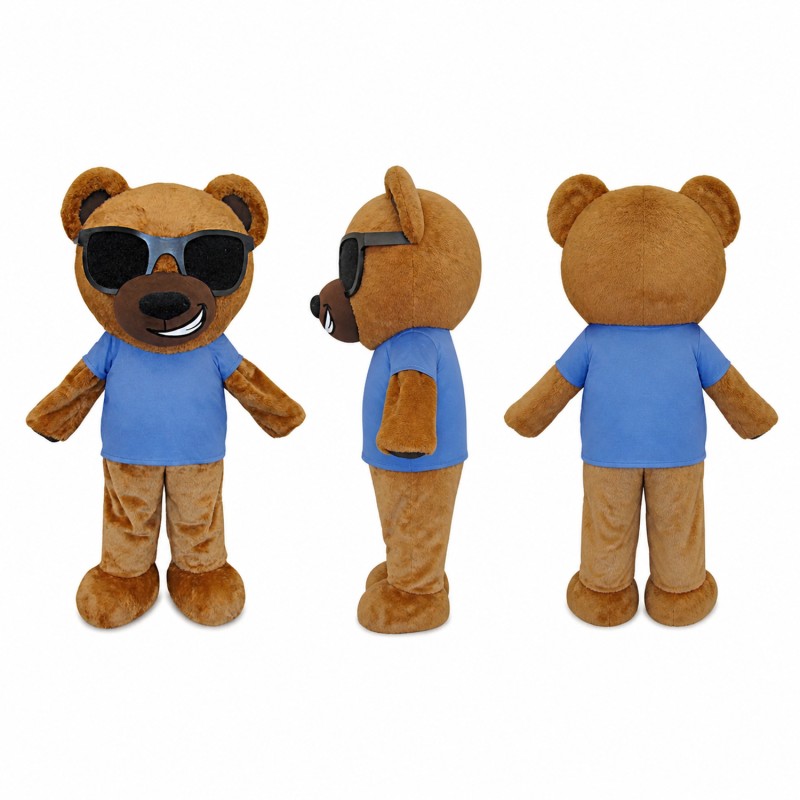 Bear Mascot Costume in Brown with Sunglasses Adult