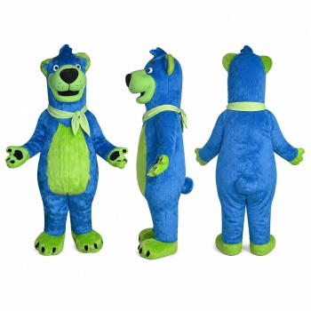 Furry Monster Mascot Costume in Blue and Green Adult