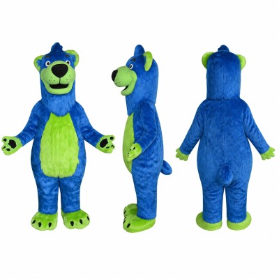 Furry Monster Mascot Costume in Blue and Green Adult