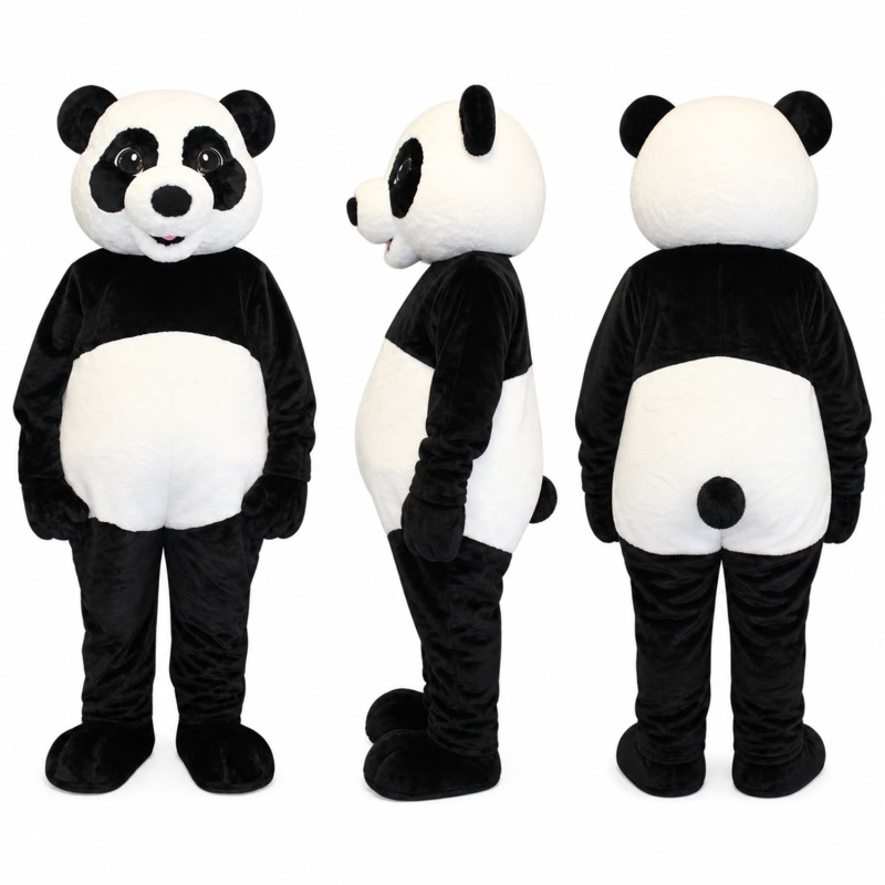Panda Mascot Costume in Black and White Adult