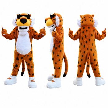 Cheetah Mascot Costume in Orange with Sunglasses Adult