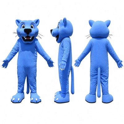 Panther Mascot Costume in Bright Blue with Black Muzzle Adult