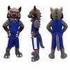 Wolf Athlete Mascot Costume in Gray with Navy Uniform Adult