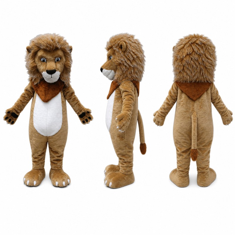 Lion Mascot Costume in Brown with White Belly Adult