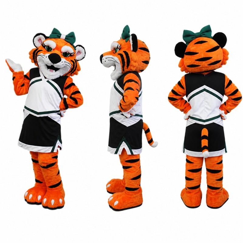 Tiger Athlete Mascot Costume in Orange with Black and White Uniform Adult