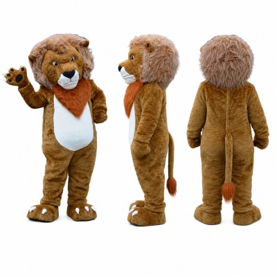 Lion Mascot Costume in Brown with White Belly Adult